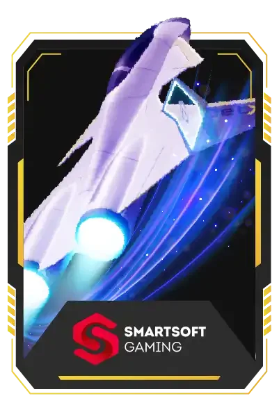 การ์ดค่ายเกม SmartSoft Gaming จากหน้าเว็บของแบรนด์ ภาพวาดผีสีฟ้าเรืองแสง
